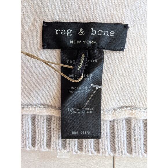 NWT Rag & Bone New York Knit Beanie & Scarf Set 100% Wool Ivory Gray $400 MSRP - Picture 11 of 16